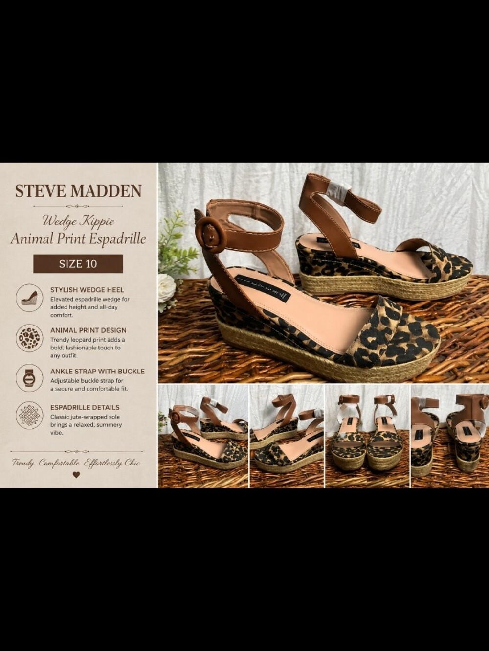 STEVE MADDEN Wedge Kippie Animal Print Espadrille 10
